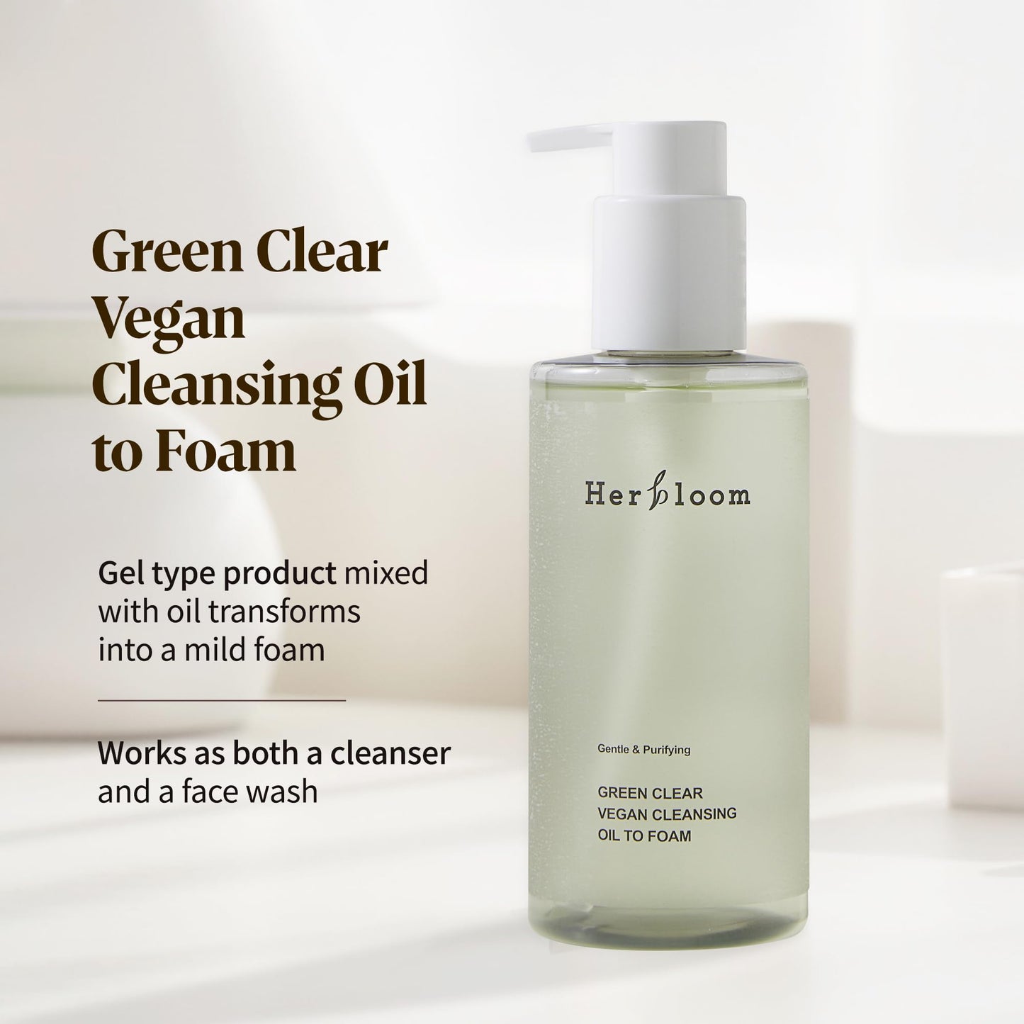 [Herbloom] Green Clear Vegan Cleansing Oil to Foam